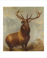 Landseer Monarch of the Glen Scotland art print poster gallery wall art + BORDER