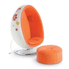 American Girl Julie's White and Orange Egg Chair Retro 1970s Working Speakers