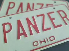 VTG Ohio 1970's License Plate PANZER Tank Custom Vanity 1976-1979 OH Car Garage