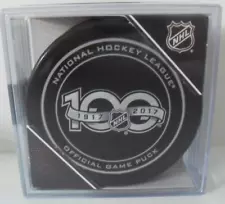 1917-2017 NHL 100th Anniversary Official Game Puck Inglasco BRAND NEW With Cube!