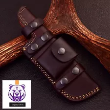 Handmade Leather Sheath Tracker Knife Horizontal Scout Carry Belt Loops AZ