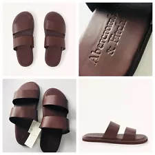 NWT ABERCROMBIE & FITCH MEN FAUX LEATHER SLIDES M(8.5/9.5) L(9.5/10.5) XL(11/12)