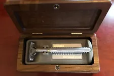 VTG GILLETTE SENSOR EXCEL Brasil Silver Plated RAZOR 4 CART In Wood Box HTF RARE