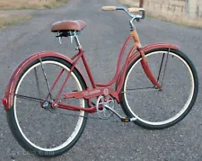 Vintage 1958 Red / Orange Ladies Schwinn Deluxe Spitfire Bicycle Cruiser Bike S7