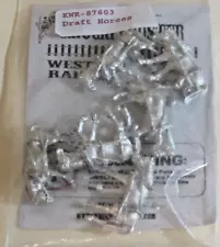 6 ho scale metal DRAFT HORSES w/ Molded Harness for Model Train Layout & Display