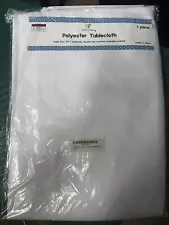 Brand new 100% polyester tablecloth. Lot of three. White. 90” By 132” Washable