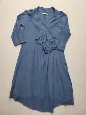 Komodo Womens Dress 2 Blue Shift Midi Solid Made in Nepal Hemp Blend