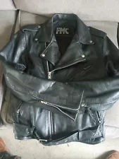 Men's Black Leather Biker Jacket Size 40