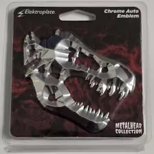 Elektroplate Metalhead Chrome T Rex Dinosaur Metal Emblem 3.5"