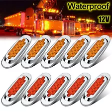 6.5"Amber Red LED Semi Truck Trailer Side Marker Clearance Lights w/ Bezel