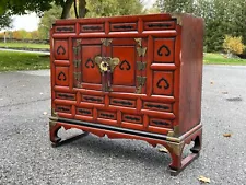 Early 20th Century Korean Tansu Style Wooden Cupboard Cabinet