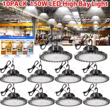 10PCS 150W LED UFO High Bay Light Warehouse Commercial Fixture Dimmable US Plug