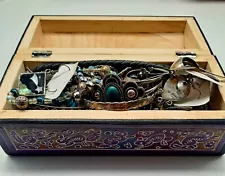 Estate Sale Jewelry Monet Brighton Alpaca Silver Olinala Lacquered Box 25 Piece