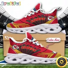 NFL Kansas City Chiefs Max Soul Shoes Custom Name Football Shoes Sports