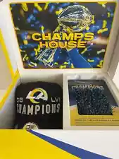 2022 LA Rams Season Ticket Holder Gift Box - Game-Used SoFi Turf -Super Bowl Hat