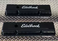 SALE Edelbrock 4443 Black Valve Covers For Chevy SBC 283 305 350 400 V8 (For: 1975 Chevrolet K5 Blazer)