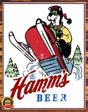 Hamm's Beer - Snowmobile - Rare - Metal Sign 11 x 14