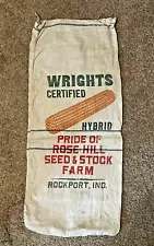 Vintage Wright's Certified Hybrid Corn Seed Sack Rockport, Indiana