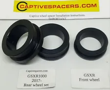 SUZUKI GSXR-1000 GSXR1000R 2017 - 2023 Captive wheel Spacers. Full set. BLACK