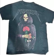 Kanye West Yeezus Tour 2013 Official Merch Reaper Skull Skeleton Black Tee Shirt