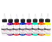 IMMORTAL NEON 8 COLOR SET 1/2-oz UV Black Light Tattoo Ink