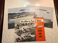 Owens Boats 1956 sales (3) brochures pamphlets, 1 fold out poster & 12 pages