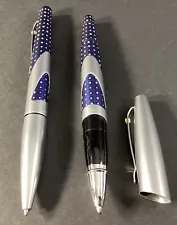 Rollerball Sheaffer Satin & Blue Whale Shark Barrel Pens Lot Of 2