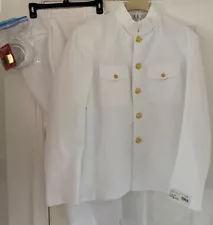 US Navy Officer Dress White Choker Uniform Size 50 Short Jacket & 40x26 Pants