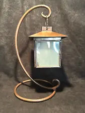 Hanging Frosted Glass Lantern Votive Candle Holder with Stand