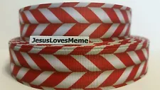 Grosgrain Ribbon Candy Cane Rope Red & White Swirl Pattern Crafts Hair Bows , 1"
