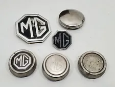 MG MGB • Original Emblems Badges Center Cap Gas Cap 1975 Parts Lot Vantage Used