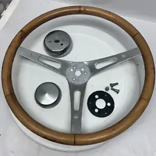 15" Vintage Wooden Steering Wheel With Some Hardware
