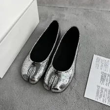 Maison Margiela Tabi Ballet Flat Shoes Silver