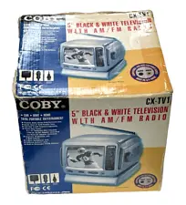 Coby CX-TV1 5 Inch Portable Analog CRT Black White Television AM/FM Radio