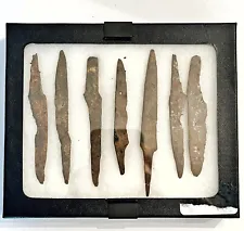 7x Ancient Roman Empire Knife Blade Artifacts 1-5th Century AD In Display Case