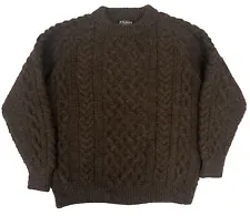 Filson Wool Fisherman's Sweater 20205484 Peat Scottish Irish Cable Hand Knit CC