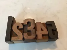 1-5 Mixed numbers letterpress printing blocks wood type vintage old Antique